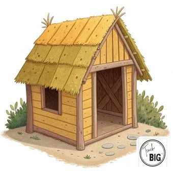 Watercolor picture support for the word Shelter: places that keep people safe from weather