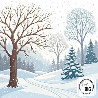 Watercolor picture support for the word Winter: the coldest season of the year