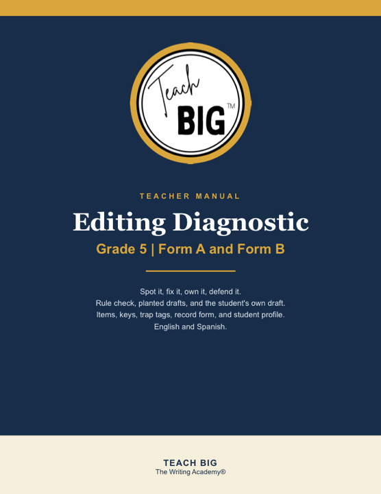 Cover of the Grade 5 Editing Diagnostic teacher manual, Form A and Form B.